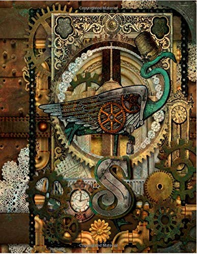 S: Monogrammed Initial “S” 2020 Beautiful Flamingo Steampunk Weekly Planner | Jan 1, 2020 to Dec 31, 2020 | Vintage Industrial Era Look For Flamingo ... Copper Pipes Clock Faces | A Real Beauty!