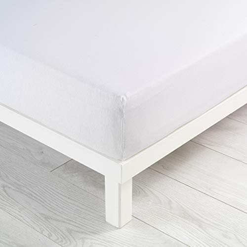 Sábana Bajera para Cama de Matrimonio de 140 x 190 cm, Color Blanco Sábana Bajera para Cama de Matrimonio de 140 x 190 cm, Color Blanco