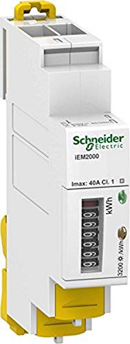 Schneider Electric A9MEM2010 iEM2010 Contador de Energía Electromecánico, 1 Fase, 230V, 40A, Impulso, Blanco