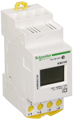 Schneider Electric A9MEM2100 iEM2100 Medidor de Potencia Modular Monofásico, 230V, 63A, 65mm x 81mm x 36mm, Blanco
