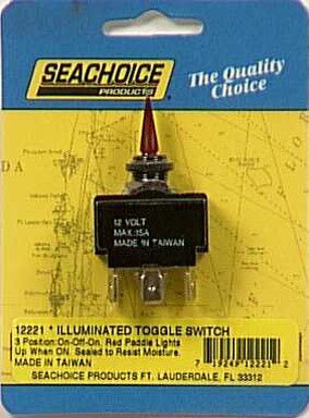 Seachoice Illuminated Toggle Switch On / Off / On 6 Terminals by SEACHOICE