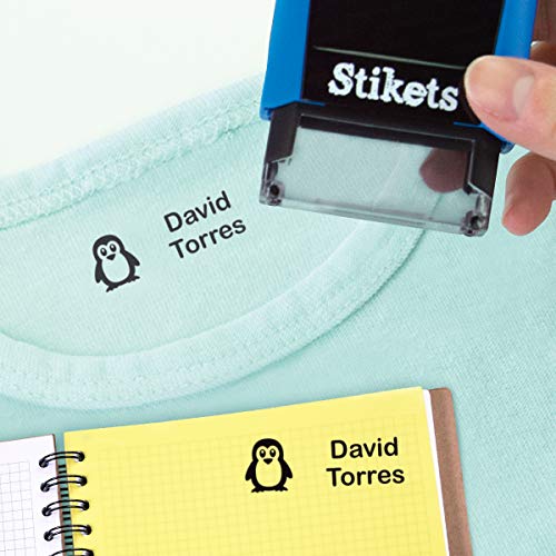 Sello rectangular personalizado para marcar ropa y objetos para niños ideal para el cole o la guardería sin montaje 3,6 x 1,2 cm Stikets® Sello rectangular personalizado para marcar ropa y objetos para niños ideal para el cole o la guardería sin montaje 3,6 x 1,2 cm Stikets®