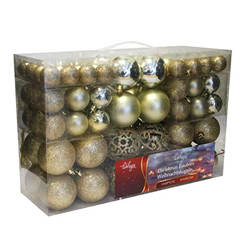 Set de 100 Bolas de Navidad Ø3/4/6cm plástico champán Adornos del árbol de Navidad decoración navideña decoración para el Abeto