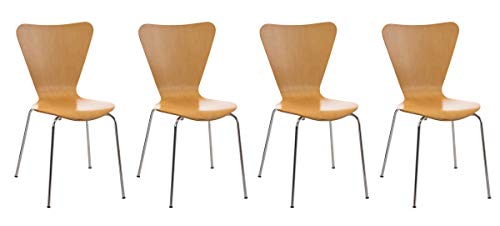 Set de 4 Sillas Comedor Calisto I Juego de 4X Sillas de Cocina con Asiento de Madera I 4X Sillas de Visitas Apilables I Color:, Color:Natura Set de 4 Sillas Comedor Calisto I Juego de 4X Sillas de Cocina con Asiento de Madera I 4X Sillas de Visitas Apilables I Color:, Color:Natura