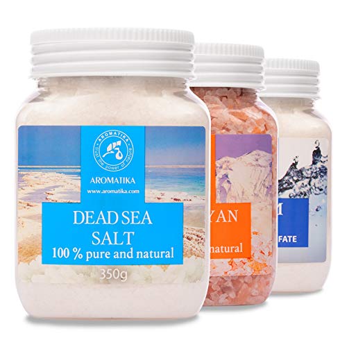 Set de Sales de Baño - Sal Epsom - Sal Rosa del Himalaya - Sal del Mar Muerto - 100% Puro y Natural - Cuidado del Cuerpo - Lo mejor para un Buen Sueño - Belleza - Baño - Bienestar - Aromaterapia