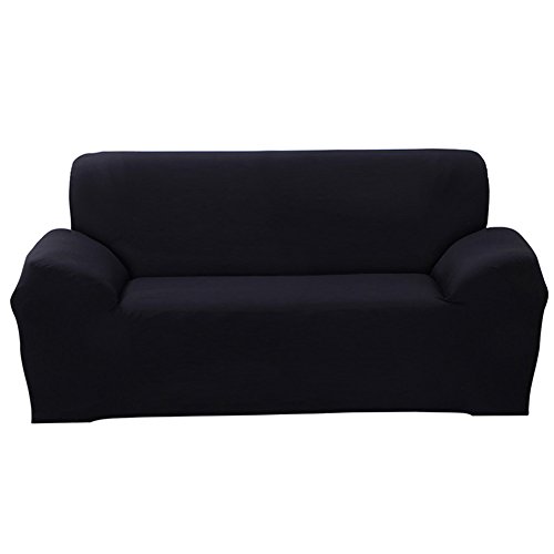 SHANNA - Funda elástica para sillones y sofás de 1, 2, 3 o 4 plazas, cubierta antideslizante en tejido elástico extensible, protector, tela, negro, 3-Seater Chair + 1pcs Free Pillowcase