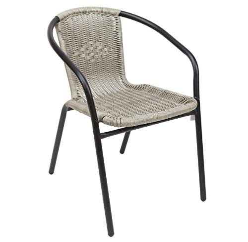 Silla APILABLE Armada Metal Mimbre PVC para Exterior O Interior. Ideal para Jardin O TERRAZA. (55X57X72 cm) (Gris) Silla APILABLE Armada Metal Mimbre PVC para Exterior O Interior. Ideal para Jardin O TERRAZA. (55X57X72 cm) (Gris)