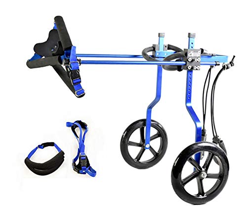 Silla de Ruedas para Perros,Ciclomotor Scooter para Mascota,Adecuado para Perro Discapacitado Paralizada Patas Traseras Rehabilitación Del Caminar Asistido,Ajustable,2 Ruedas,1.5kg(3.3lb)-60(133),Azul