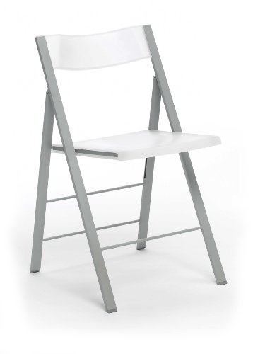 Silla Plegable, Silla Auxiliar, Modelo Pisa, Acabado en Color Blanco, Medidas: 45,5 cm (Ancho) x 47 cm (Fondo) x 78,5 cm (Alto)