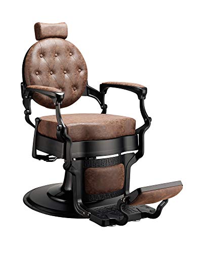 Sillón Clásico de Barbero hidráulico estilo Retro Vintage con reposapies integrado Modelo Mae (Marrón) Sillón Clásico de Barbero hidráulico estilo Retro Vintage con reposapies integrado Modelo Mae (Marrón)