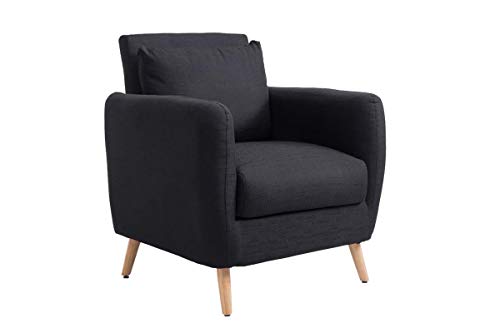 Sillón De Salón Tilgard Tapizado En Tela I Butaca Relax Acolchada I Sillón con Base De Madera I Silla Sillón Estilo Escandinavo I Color:, Color:Negro Sillón De Salón Tilgard Tapizado En Tela I Butaca Relax Acolchada I Sillón con Base De Madera I Silla Sillón Estilo Escandinavo I Color:, Color:Negro