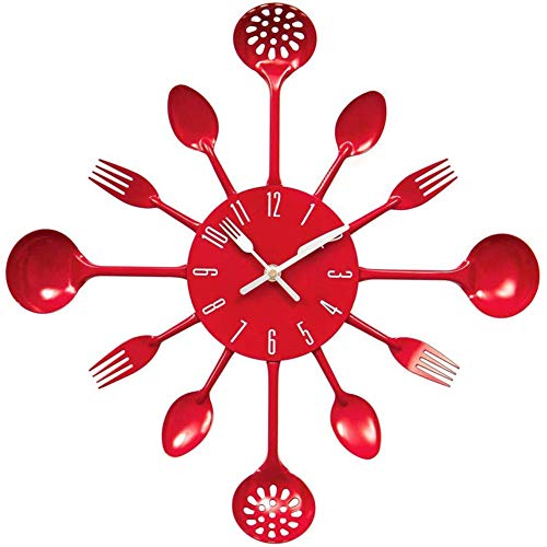 Singular point Reloj De Pared De Cocina Color Metal Moda Cuchillo Y Tenedor Reloj De Pared con Vajilla Y Reloj De Personalidad Creativa para DecoracióN del Hogar