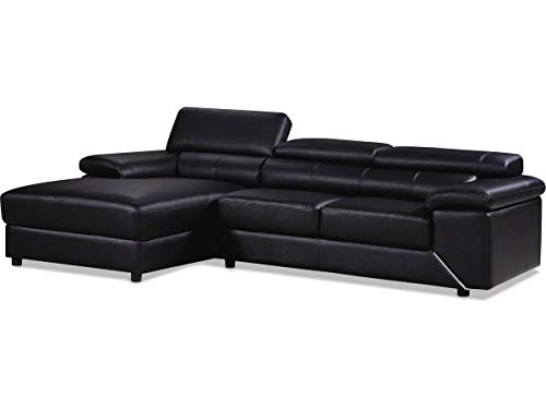 Sofá esquinero en piel London - 4 plazas - 269 x 165 x 89 cm - Negro esquina izquierda Sofá esquinero en piel London - 4 plazas - 269 x 165 x 89 cm - Negro esquina izquierda