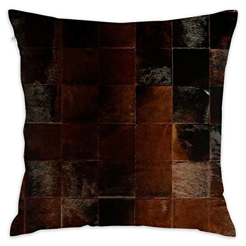 Sotyi-ltd funda de cojín de piel de vaca con textura de retazos para decoración del hogar, para regalo, hogar, sofá, cama, coche, 45,7 x 45,7 cm