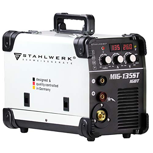 STAHLWERK MIG 135 ST IGBT máquina de soldadura con gas de protección MIG MAG con 135 A, adecuada para FLUX, con MMA soldadura de electrodos, 7 años de garantía