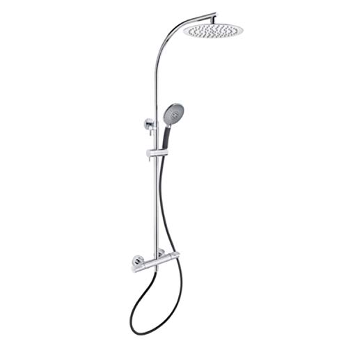 Strohm TEKA - Columna de ducha monomando con grifo Dual Control HEALTHY. Conjunto de ducha con sistema de vaciado antibacteriano, barra ajustable y anti-twist.