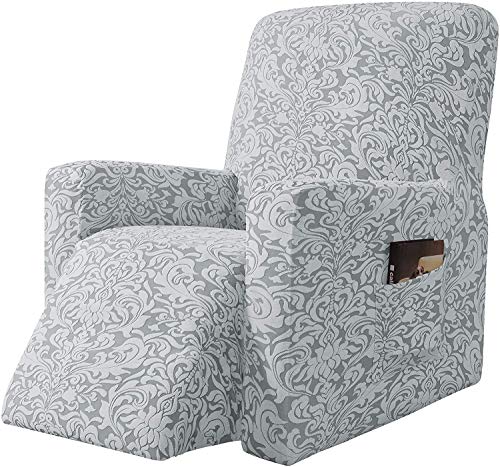 Subrtex - Funda de sillón relajante extensible Jacquard Damasco, 1 plaza, sillón relax, protector decorativo (modelo gris claro)