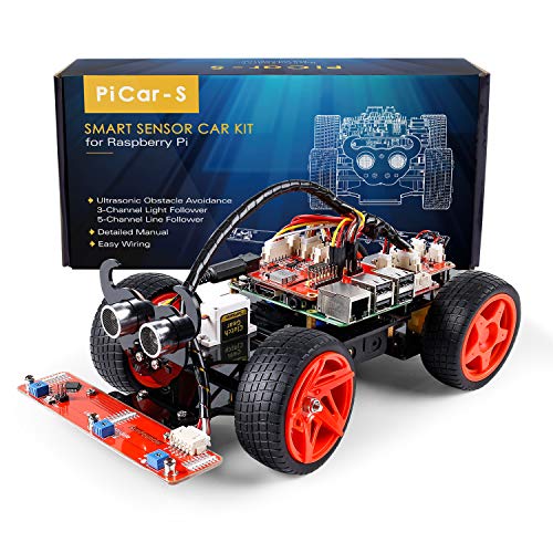 SUNFOUNDER Raspberry Pi Smart Robot Car Kit - Picar-S Block Based Graphical Visual Programming Language Line Following Ultrasonic Sensor Light Following Module Electronic Toy with Detail Manual