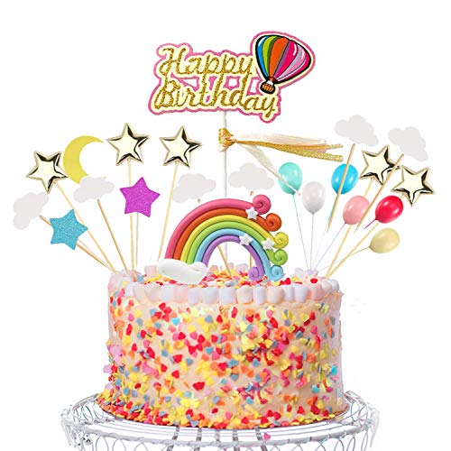Sunshine smile Rainbow Cake Toppers,Arco Iris Decoración de Pasteles,Cupcake Topper Set,Adorno de Pastel de Bebe,Decoracion Tarta Unicornio