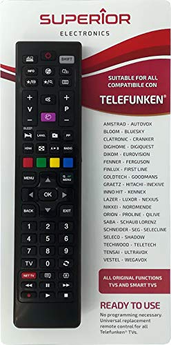 Superior - Mando a distancia universal de repuesto para todas las TV y Smart TV de marca Telefunken & Vestel