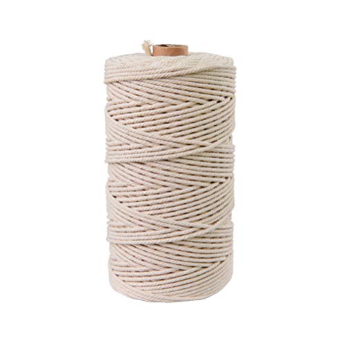 Supvox 5 mm * 110 yardas cuerda de macrame de algodón natural cable de algodón trenzado para hacer artesanías de pared hechas a mano (5 mm)