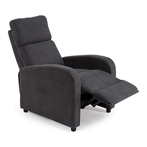 SWEET SOFA® Sillón Relax NIBOR, butaca sillón reclinable con reposapiés, Sistema de Abertura Push en Elegante Tela Anti Manchas. Fabricación Nacional (Gris)