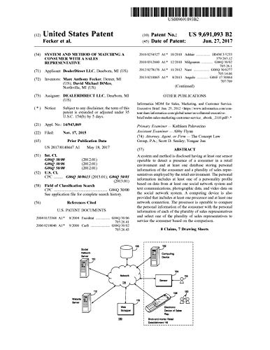 System and method of matching a consumer with a sales representative: United States Patent 9691093 (English Edition)