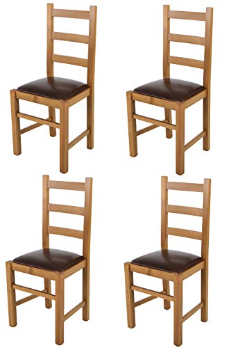 t m c s Tommychairs - Set 4 sillas Rustica para Cocina y Comedor, Estructura en Madera de Haya Color Roble y Asiento tapizado en Polipiel Color Cuero Oscuro t m c s Tommychairs - Set 4 sillas Rustica para Cocina y Comedor, Estructura en Madera de Haya Color Roble y Asiento tapizado en Polipiel Color Cuero Oscuro