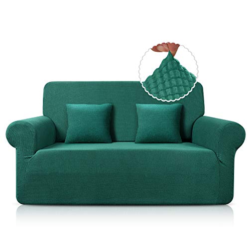 TAOCOCO Funda elástica para sofá de 2 plazas, para sillones de 145 cm a 180 cm, lavable a máquina (verde turquesa)