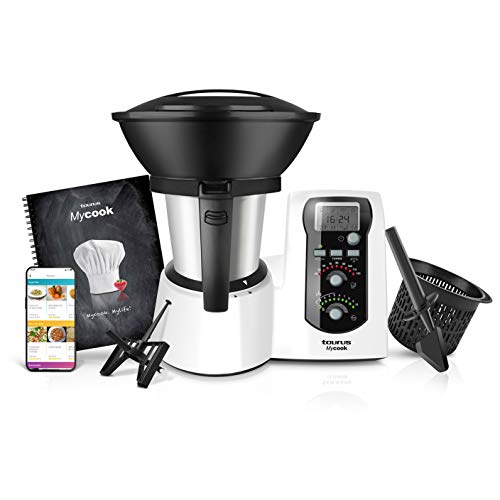 Taurus Mycook - Robot de Cocina, app mycook con miles de recetas gratuitas, Multifunción, 1600W, 2L, Inducción hasta 120º, incluye recetario, balanza integrada, Vaporera, Sofrie, Amasa Taurus Mycook - Robot de Cocina, app mycook con miles de recetas gratuitas, Multifunción, 1600W, 2L, Inducción hasta 120º, incluye recetario, balanza integrada, Vaporera, Sofrie, Amasa