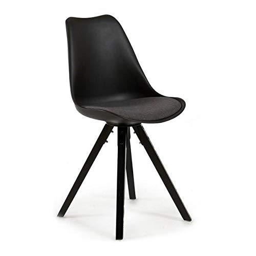 TENDENCIA UNICA Pack 2 sillas de Comedor UXIA de Estilo Moderno, con Patas de Madera de Pino y cojín Acolchado con tapizado de Tela en Color Gris. Medidas: 48x57x85cm (Negro)