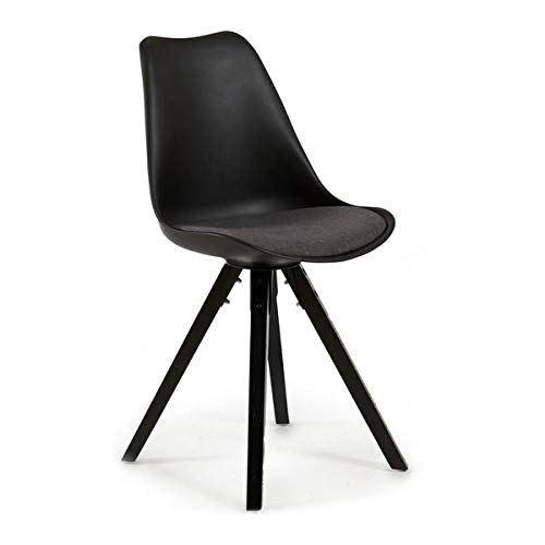 TENDENCIA UNICA Pack 2 sillas de Comedor UXIA de Estilo Moderno, con Patas de Madera de Pino y cojín Acolchado con tapizado de Tela en Color Gris. Medidas: 48x57x85cm (Negro) TENDENCIA UNICA Pack 2 sillas de Comedor UXIA de Estilo Moderno, con Patas de Madera de Pino y cojín Acolchado con tapizado de Tela en Color Gris. Medidas: 48x57x85cm (Negro)