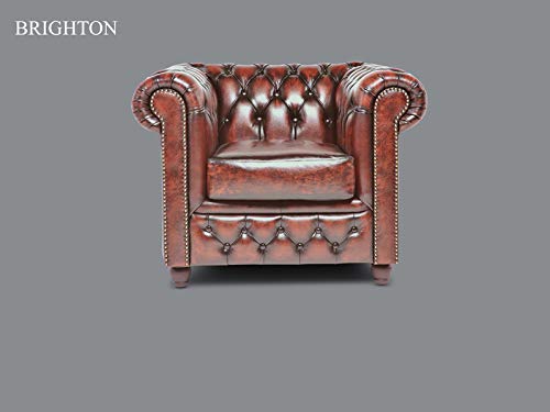 The Chesterfield Brand - Sillón Chester Brighton Marrón Gastado -Hecho artesanal en cuero natural