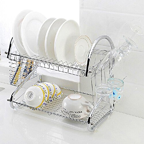 Tinkertonk plateado plato fuente de 2 Cubiertos Escurridor para platos de taza con forma de bandeja de goteo de servilletero Tinkertonk plateado plato fuente de 2 Cubiertos Escurridor para platos de taza con forma de bandeja de goteo de servilletero