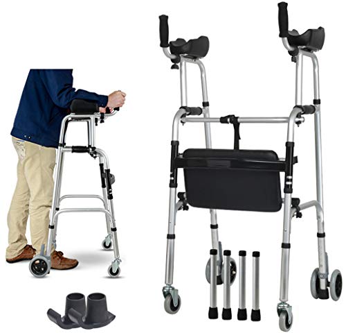 Tipo De Reposabrazos Plegable Walker con Asiento Para Personas Que No Tienen Fuerza En Sus Manos Se Puede Usar Altura Separada Dividida 7 Pasos Ayuda Para Caminar Ajustable con Ruedas