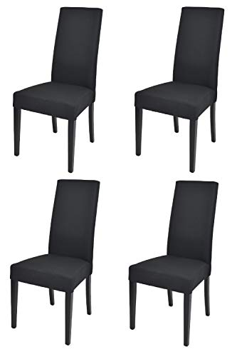 Tommychairs - Set 4 sillas Chiara para cocina, comedor, bar y restaurante, solida estructura en madera de haya y asiento tapizado en tejido color negro