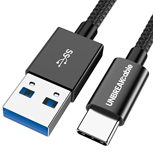 UNBREAKcable Cable USB C, Cable USB Tipo C a USB 3.0 1M - Cable Nylón Cargador Rápido Compatible con Samsung S8/S8+/ Note 8/S9/ S9+/ Note 9,LG G5/G6,Sony Xperia XZ,Huawei P9,HTC-Negro