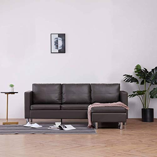UnfadeMemory Sofá de 3 Plazas con Chaise Longe,Sofá de Salon,Decoración de Hogar,Cojines y Tapicería de Piel Sintética,188x122x77cm (Gris) UnfadeMemory Sofá de 3 Plazas con Chaise Longe,Sofá de Salon,Decoración de Hogar,Cojines y Tapicería de Piel Sintética,188x122x77cm (Gris)