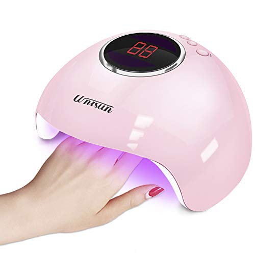 UNISUN LED UV de uñas Lámpara. Secador de Uñas 24W Lámpara LED UV Profesional secador de uñas con 3 temporizadores integrados y pantalla LED para manicura Shellac y en gel (pink)