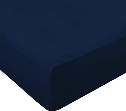 Utopia Bedding Sábana Bajera Ajustable - Bolsillo Profundo - Microfibra Cepillada - (135 x 190 cm, Azul Marino)