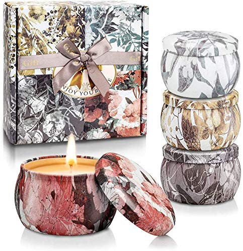 Velas Perfumadas para Mujer, 5.56oz Cera de Soja, Vela Aromaticas Regalo, Juegos de Velas para Cumpleaños, Día de La Madre, Día de San Valentín, Navidad, Aliviar el Estrés y Uso Diario, Set de 4