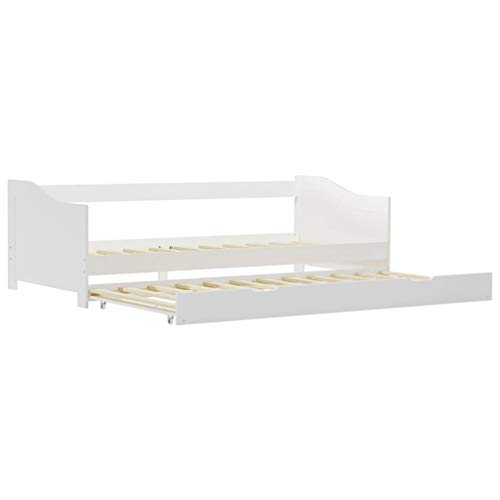 vidaXL Estructura de Sofá Cama Individual Somier Supletorio Dormir Invitados de Madera de Pino Blanco 90x200 cm