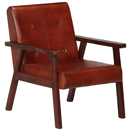 vidaXL Sillón Cuero Auténtico Butaca Mobiliario Decorativo Casa Hogar Decoración Estable Robusto Funcional Útil Clásico Práctico 61x70x74cm Marrón vidaXL Sillón Cuero Auténtico Butaca Mobiliario Decorativo Casa Hogar Decoración Estable Robusto Funcional Útil Clásico Práctico 61x70x74cm Marrón
