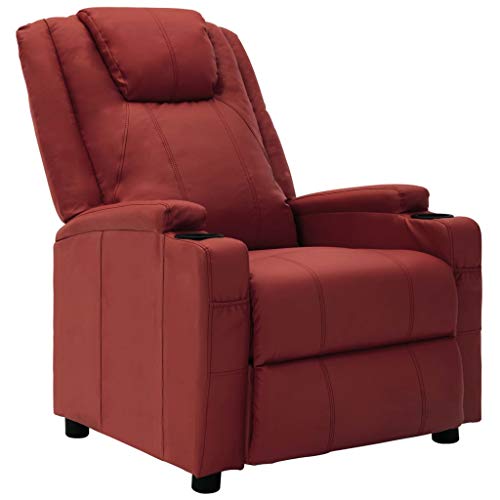 vidaXL Sillón reclinable para ver la televisión, sillón de relax, sillón reclinable, sillón de relax, sillón de piel sintética, color rojo vino