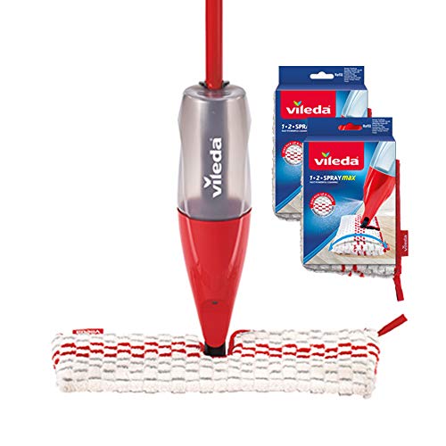 Vileda 1-2 Spray Max - Sistema de fregado con almohadilla de microfibra y pulverizador integrado, capacidad XL + Almohadilla de recambio extra Vileda 1-2 Spray Max - Sistema de fregado con almohadilla de microfibra y pulverizador integrado, capacidad XL + Almohadilla de recambio extra
