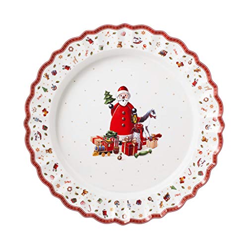 Villeroy & Boch 14-8585-2905 - Toy's Delight bandeja de servicio, plato de servicio redondo de porcelana Premium, apta para microondas, multicolor/rojo/blanco, 45 cm