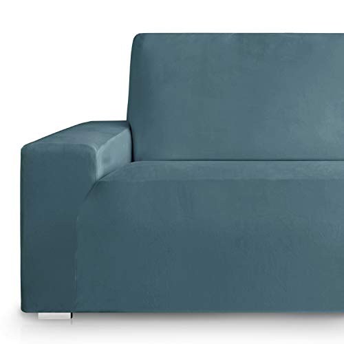 Vipalia Fundas Sofa elasticas. Fundas para Sofas de Terciopelo. Cubre sillón sofá Elastico. Protector Antimanchas. Suave. Lavable. Azul 1 Plaza (75-115cm)