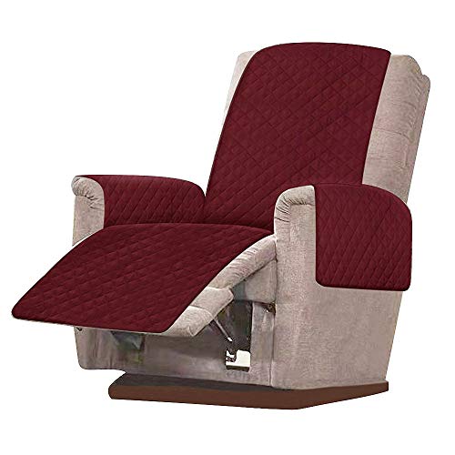 Windyeu Funda de sillón relax reclinable y acolchada para sofá universal, 1 plaza, antimanchas, antiarañazos, color rojo