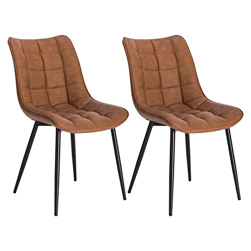WOLTU Pack de 2 Sillas de Comedor Asiento de Cuero Artificial Silla Diseño Silla Tapizada Estructura Metálica Sillón con Respaldo Silla de Cocina Marrón Claro BH207hbr-2 WOLTU Pack de 2 Sillas de Comedor Asiento de Cuero Artificial Silla Diseño Silla Tapizada Estructura Metálica Sillón con Respaldo Silla de Cocina Marrón Claro BH207hbr-2