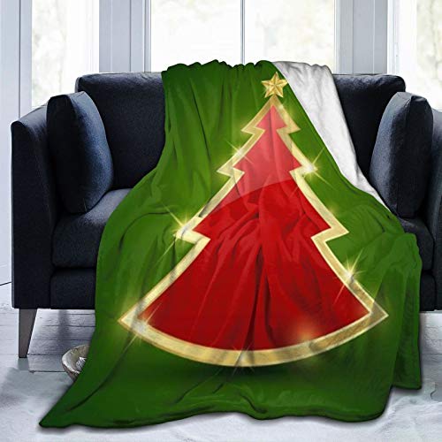 XINGAKA Manta de Franela Suave,Diciembre Simple Resplandor Rojo Navidad Invierno Cristal Árbol Diseño Abstracto Estrella,Cama de Camping para sofá 204x153cm